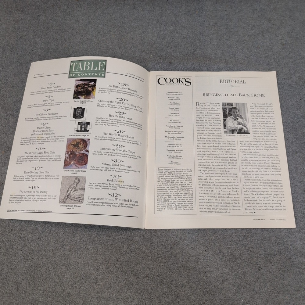 Cooks Illustrated Magazine Number One Charter Issue Inaugural 1993 VG+ - Picture 2 of 2